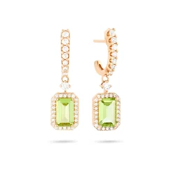 Earring Diam Peridots 18kt