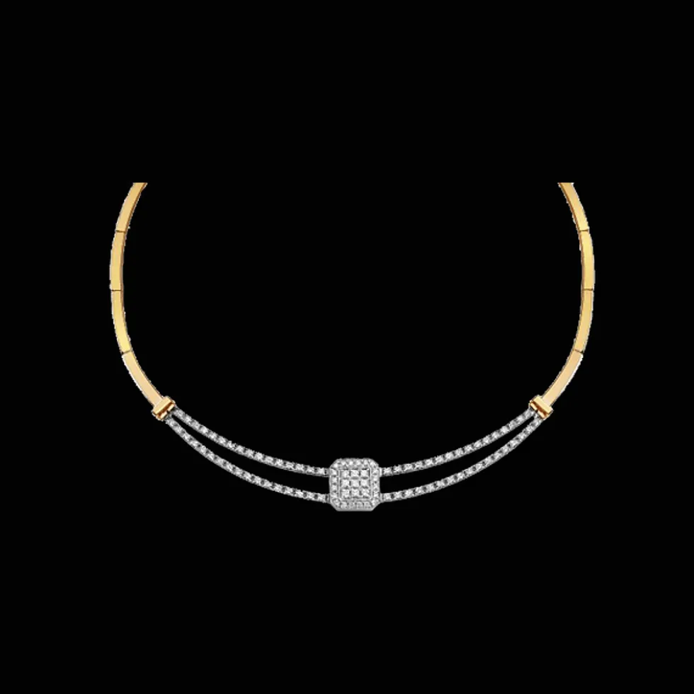 Halsketting 18kt goud Bi-color Diamant
