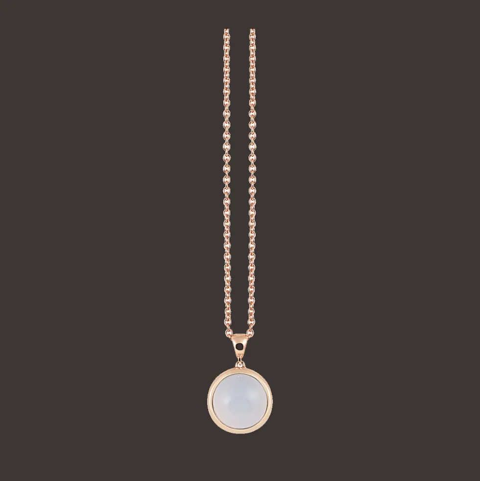 Halsketting 18kt Rose goud Chalcedoon Blauw