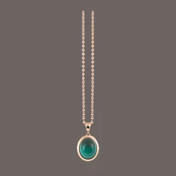 Halsketting 18kt Rose goud Quarz Petrol