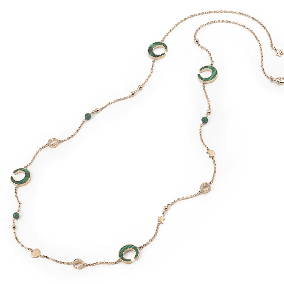 Ketting Roos Goud Malachite