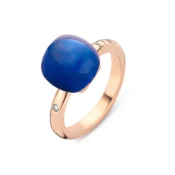Mini Sweety RG Ring Bergkristal met saffier en parelmoer