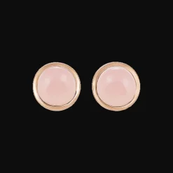 Oorbellen 18kt Rose goud Chalcedony Pink