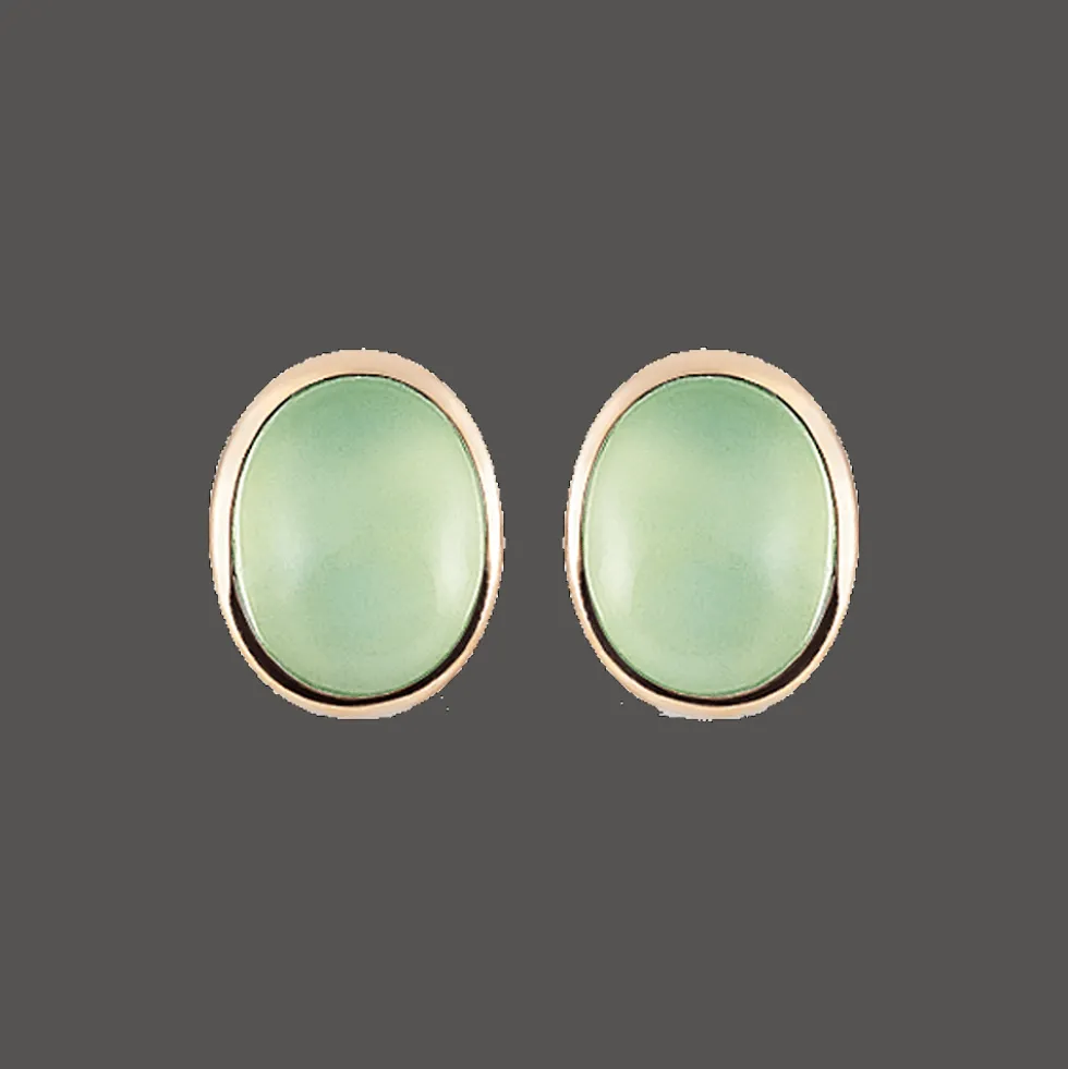 Oorbellen 18kt Rose goud Prehnite