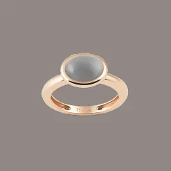 Ring 18kt Rose goud Grijze Maansteen