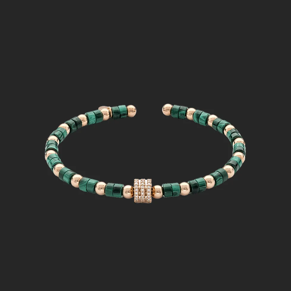 Wolf Armband 18kt Rose goud Malachiet